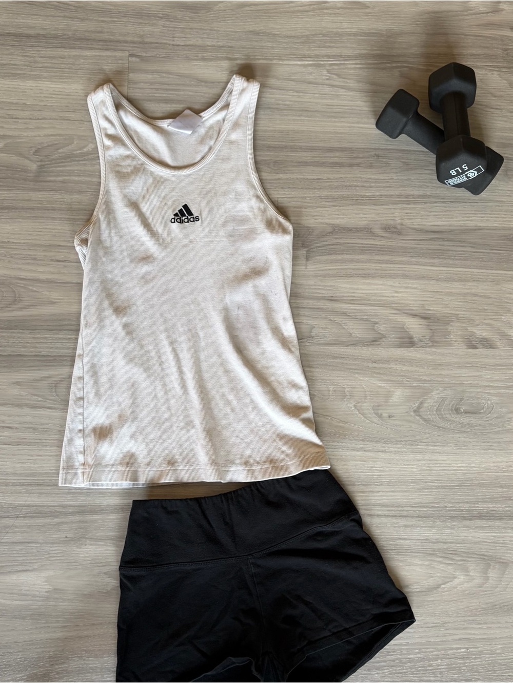 adidas White Racerback Tank Top with Black Logo